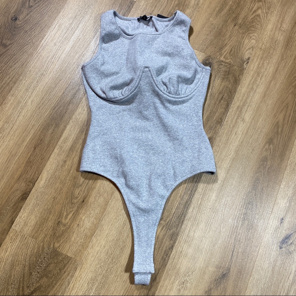 Fashion Nova Get You Worked Up Gray Bodysuit M